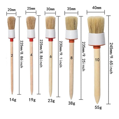 Professional title: "5-Piece Boar Hair Bristle Car Detailing Brush Set for Interior and Exterior Cleaning"