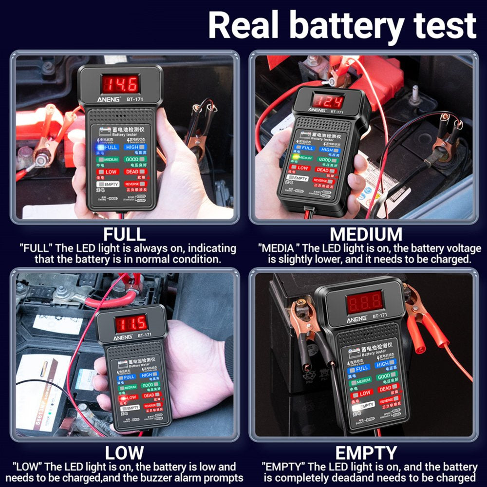 12V Car Battery Tester, 100-2000CCA Battery Tester Automobile Battery and Alternator Tester for Vehicles