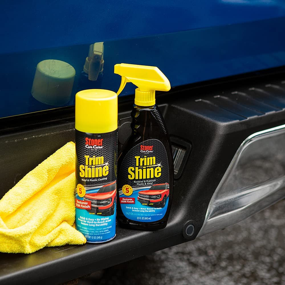 91034 12-Ounce Trim Shine Protectant Aerosol Restores Dull or Faded Interior and Exterior Plastic Renew Bumpers, Running Boards, and More, Pack of 1