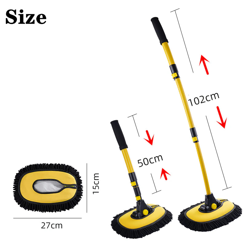 Professional title: "Adjustable Car Washing Mop with Super Absorbent Brushes for Window, Wheel, and Dust Removal - Three Section Auto Cleaning Tool"