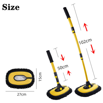 Professional title: "Adjustable Car Washing Mop with Super Absorbent Brushes for Window, Wheel, and Dust Removal - Three Section Auto Cleaning Tool"
