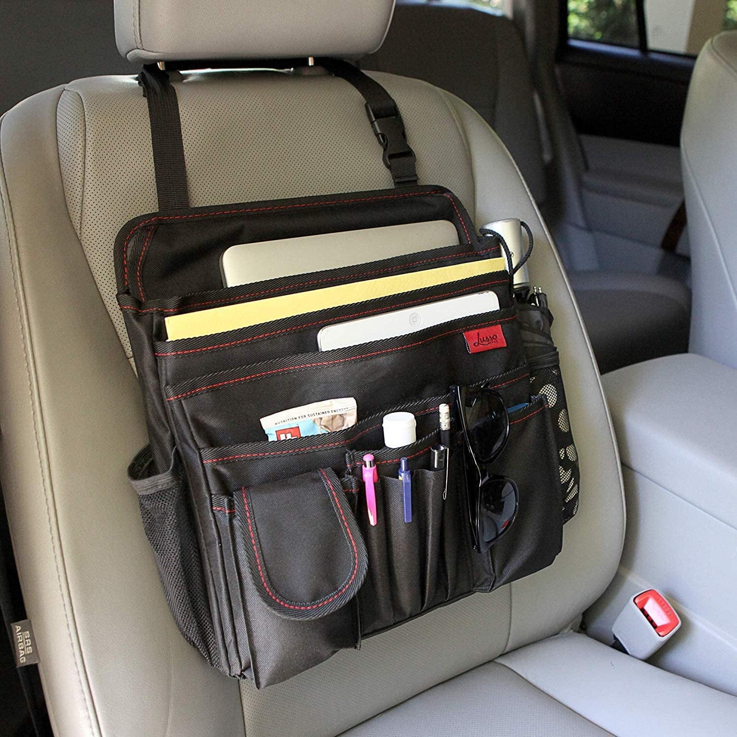 Car Front Seat Organizer | Fits Any Car/Truck - Storage for Laptop/Ipad/Office Supplies & More - Strong & Durable - Mobile/Car Office Organizer - Also for Law Enforcement/Police/Patrol Bag