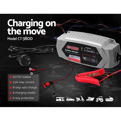 Smart Battery Charger 3.5A 12V 6V Automatic SLA AGM Car Truck Boat