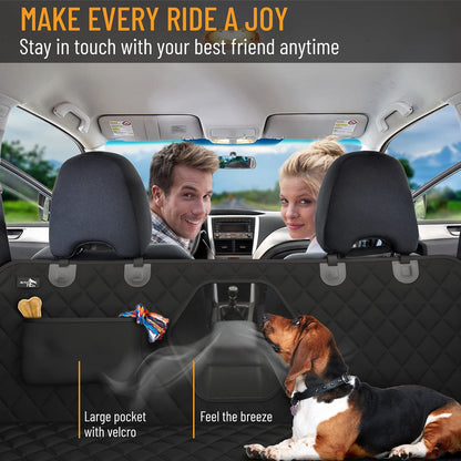 Dog Car Seat Cover Car Seat Protector- Dog Seat Cover for Back Seat of Suvs, Trucks, Cars - Waterproof & Convertible Vehicle Dog Hammock for Car Backseat - Mesh Window - Black